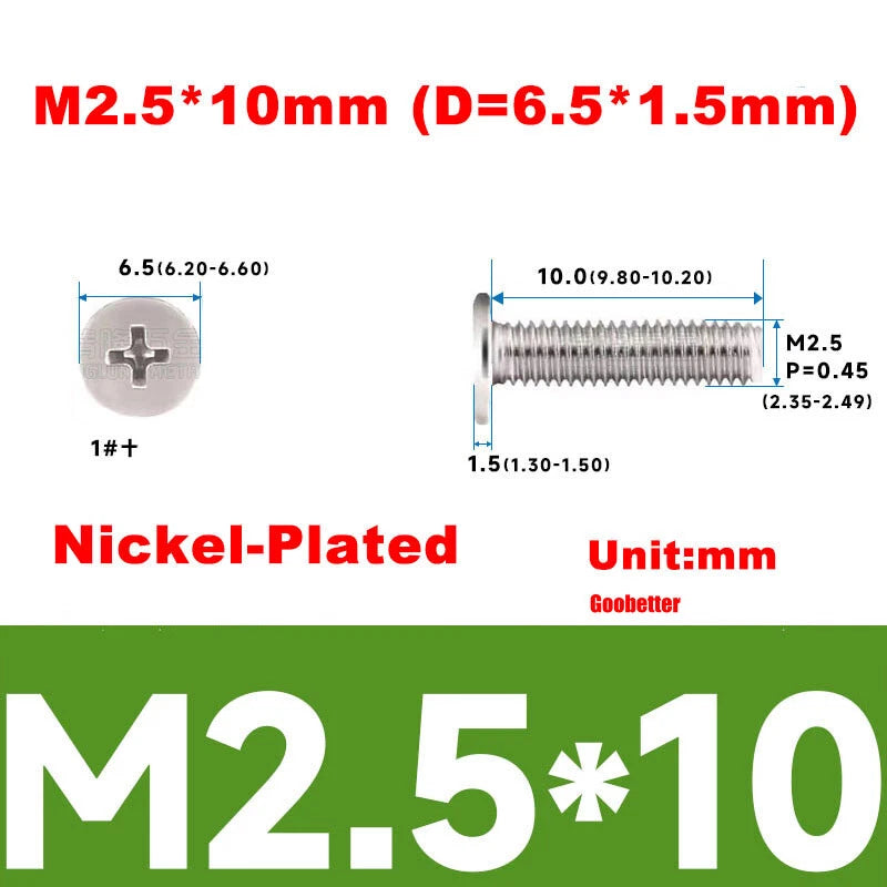 M2.5 Ultra Thin Flat Wafer Head Phillips Screws – CM2.5 Laptop Computer Screws (Various Finishes)
