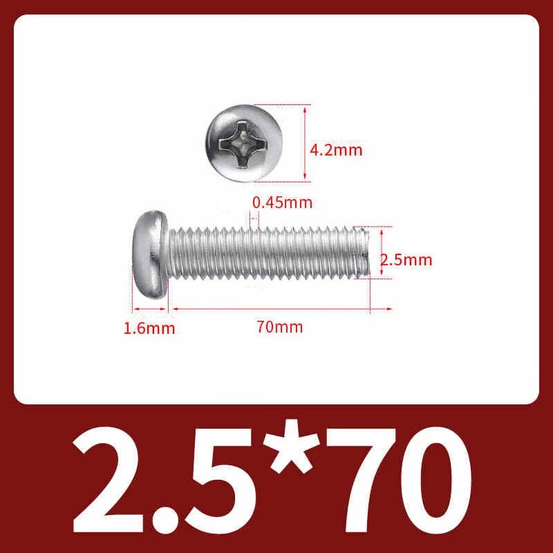 M2.5 Pozi Pan Head Machine Screws A2 Stainless Steel — Multiple Lengths - HomeDIYer