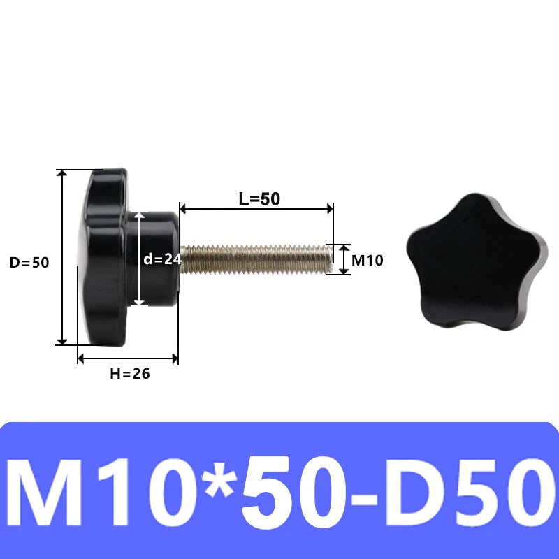M5/6/8/10 Pentagram Star Thumb Screws Hand Grip Knob Bolts Carbon Steel/Bakelite