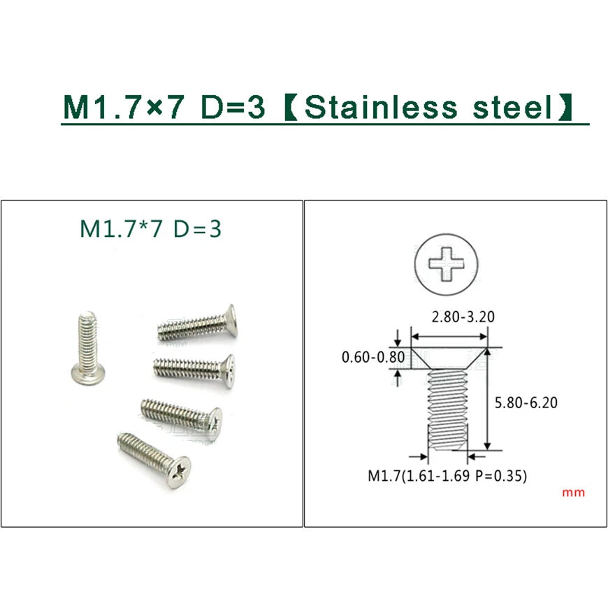 M1–M1.8 Phillips Countersunk Flat Head Machine Screws – Carbon Steel or 304 Stainless, Multiple Finishes