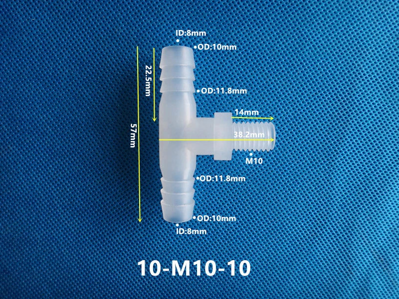 T-Type Plastic Pipe Fitting – Male Thread Barbed Tee Hose Connector (G & M Thread)