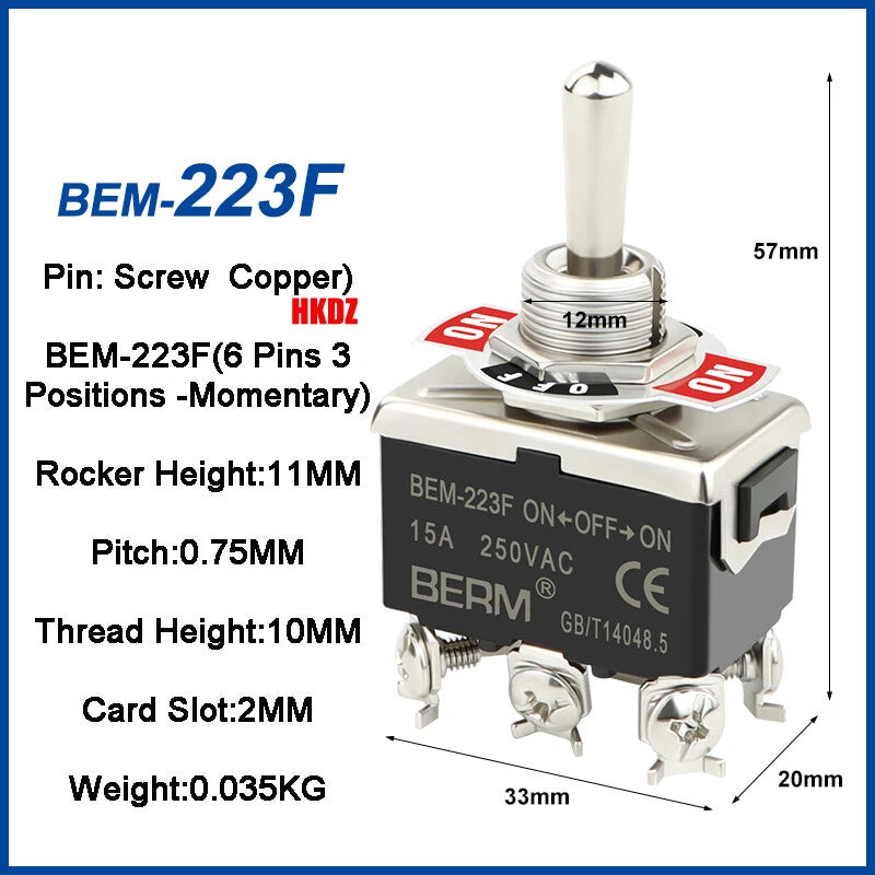 Heavy Duty Toggle Switch — 2/3 Position SPST DPDT, BEM & E-TEN Series, Pin or Screw Terminal