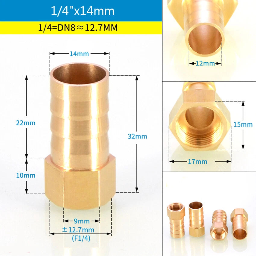 BSP Male & Female Thread Barb Hose Tail Connector — Air Fuel Water