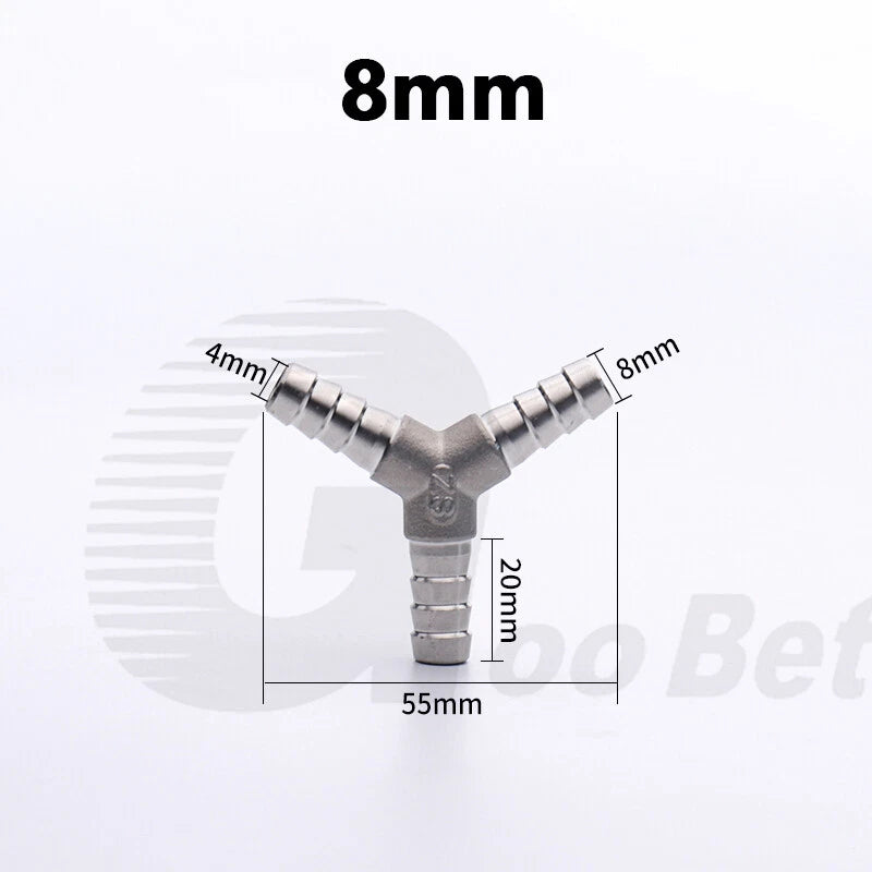 Stainless Steel Barbed Hose Connector — T-Piece & Y-Piece, 6mm–25mm