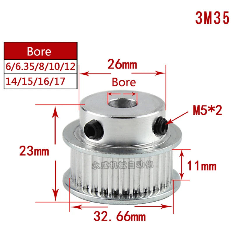 HTD-3M 12T-150T Timing Belt Pulley Pitch 3mm Tooth Width 11mm Synchronous Wheel