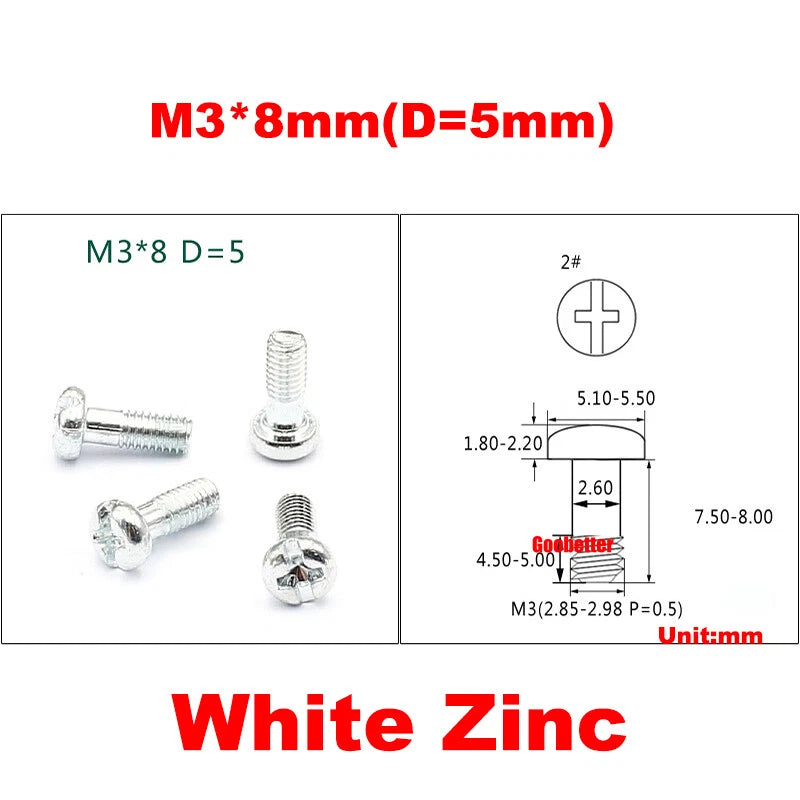 M3 Phillips Pan Head Machine Screws – 3mm to 43mm, Multiple Coatings (100–500 PCS)