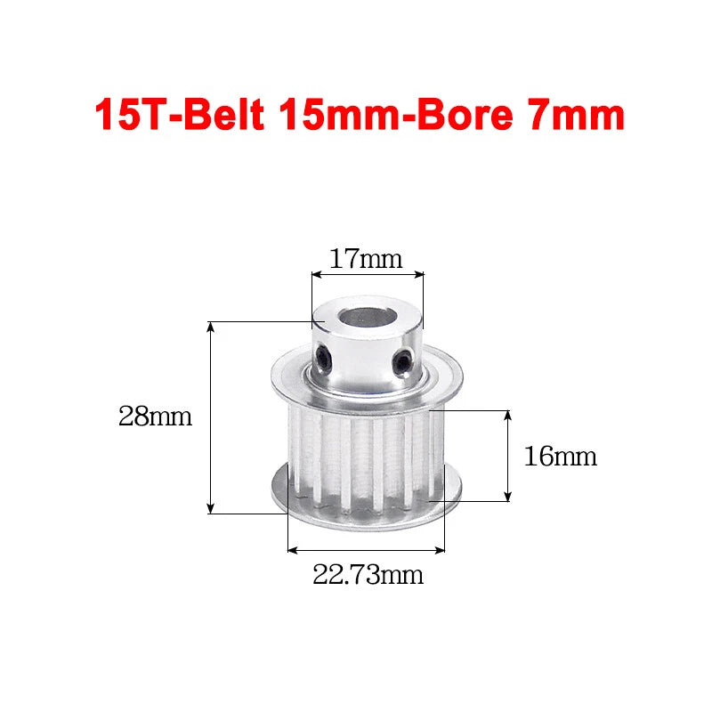 5M Timing Belt Pulley 10T 12T 14T 15T 16T 18T Bore 5mm-12mm for 15mm Width Belt