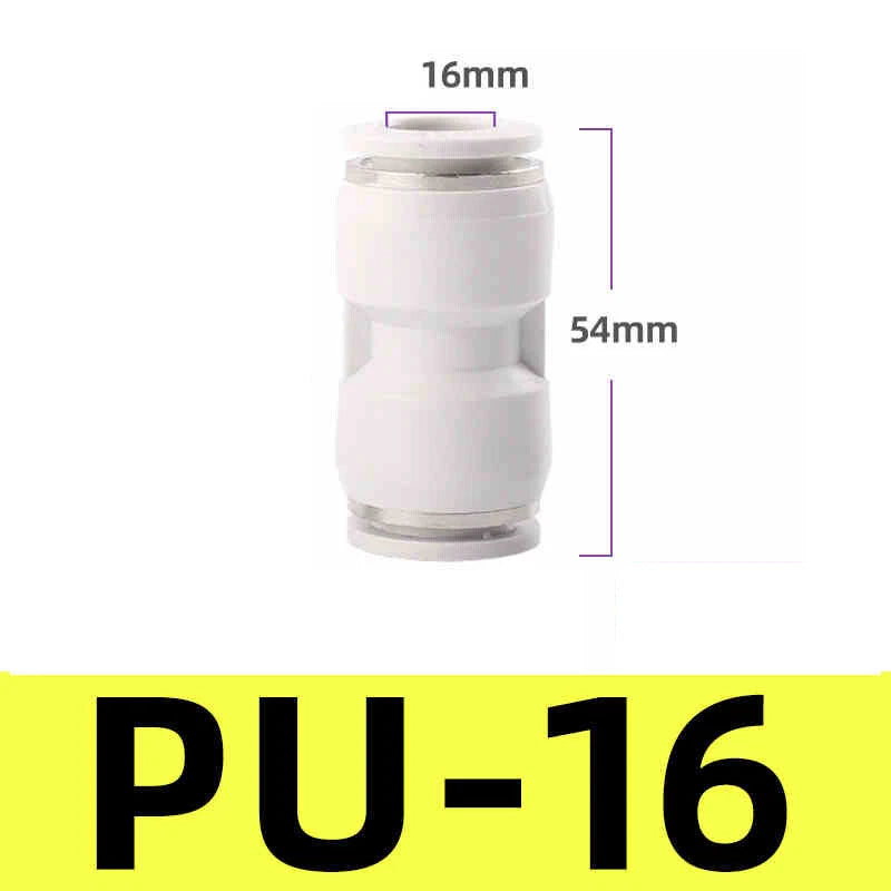 White Pneumatic Push Fit Connector Tube Pipe Joiner Air Water Lines Hose 4-16mm