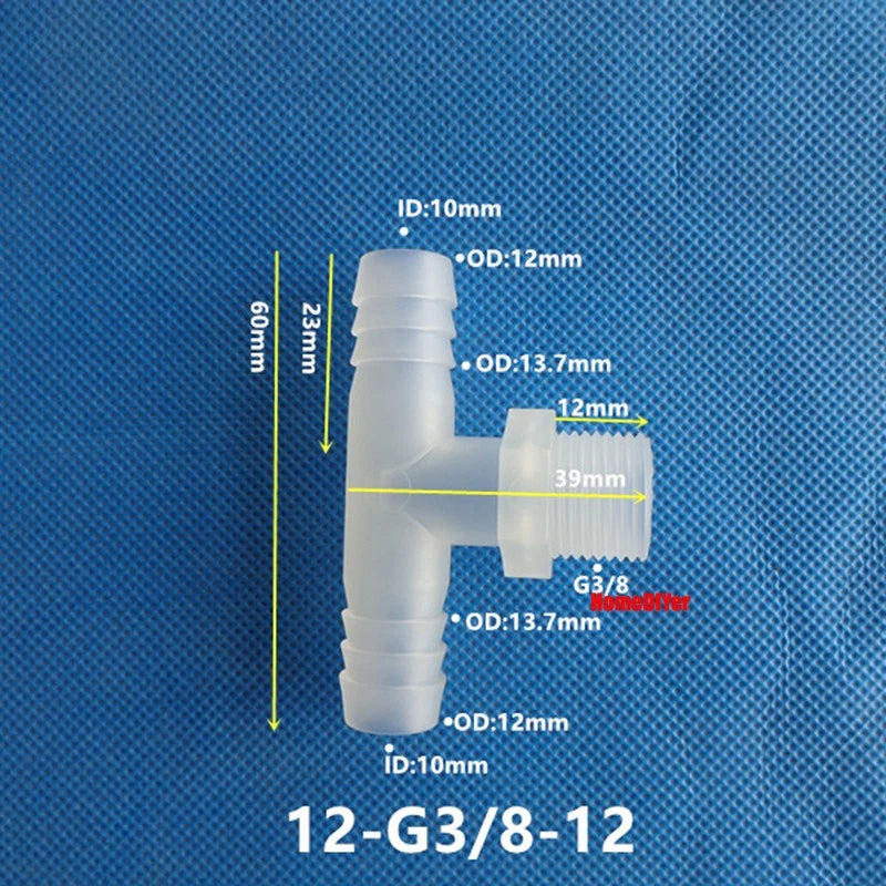 T Piece Joiner 3-Way Plastic Barb Connector | Pipe Hose Male Thread Fitting