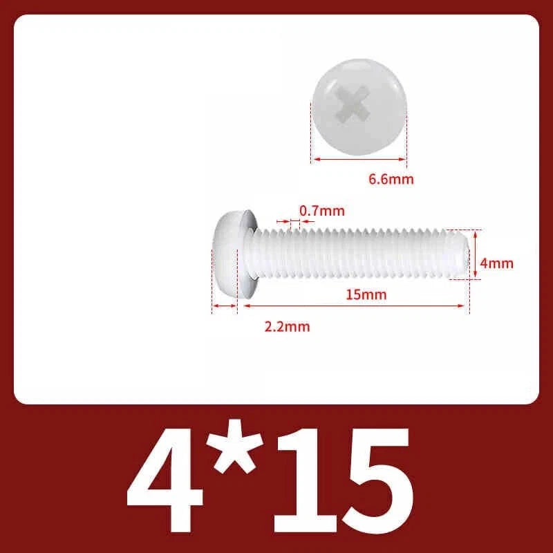 White Nylon Phillips Pan Head Machine Screws – M2 to M8, Non‑Conductive & Corrosion‑Free (PA66)