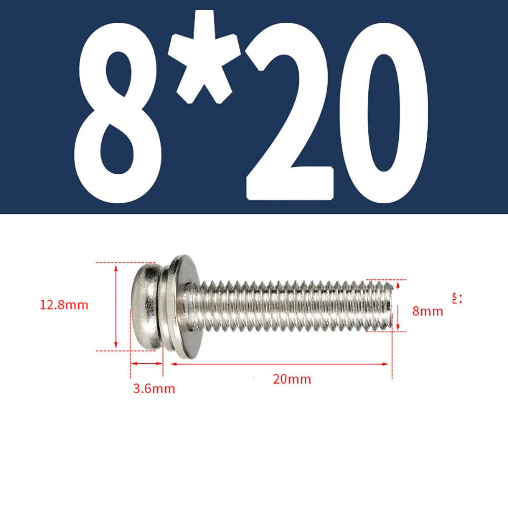 M5–M8 Phillips Pan Head Screws with Flat Washer – Nickel Plated or Black Zinc, Carbon Steel