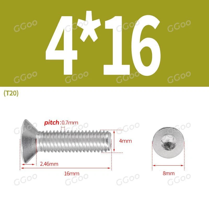 A2 Stainless Steel Torx Countersunk Flat Head Machine Screws M2 M2.5 M3 M4 M5 M6 M8 DIN 965 — 4mm to 60mm