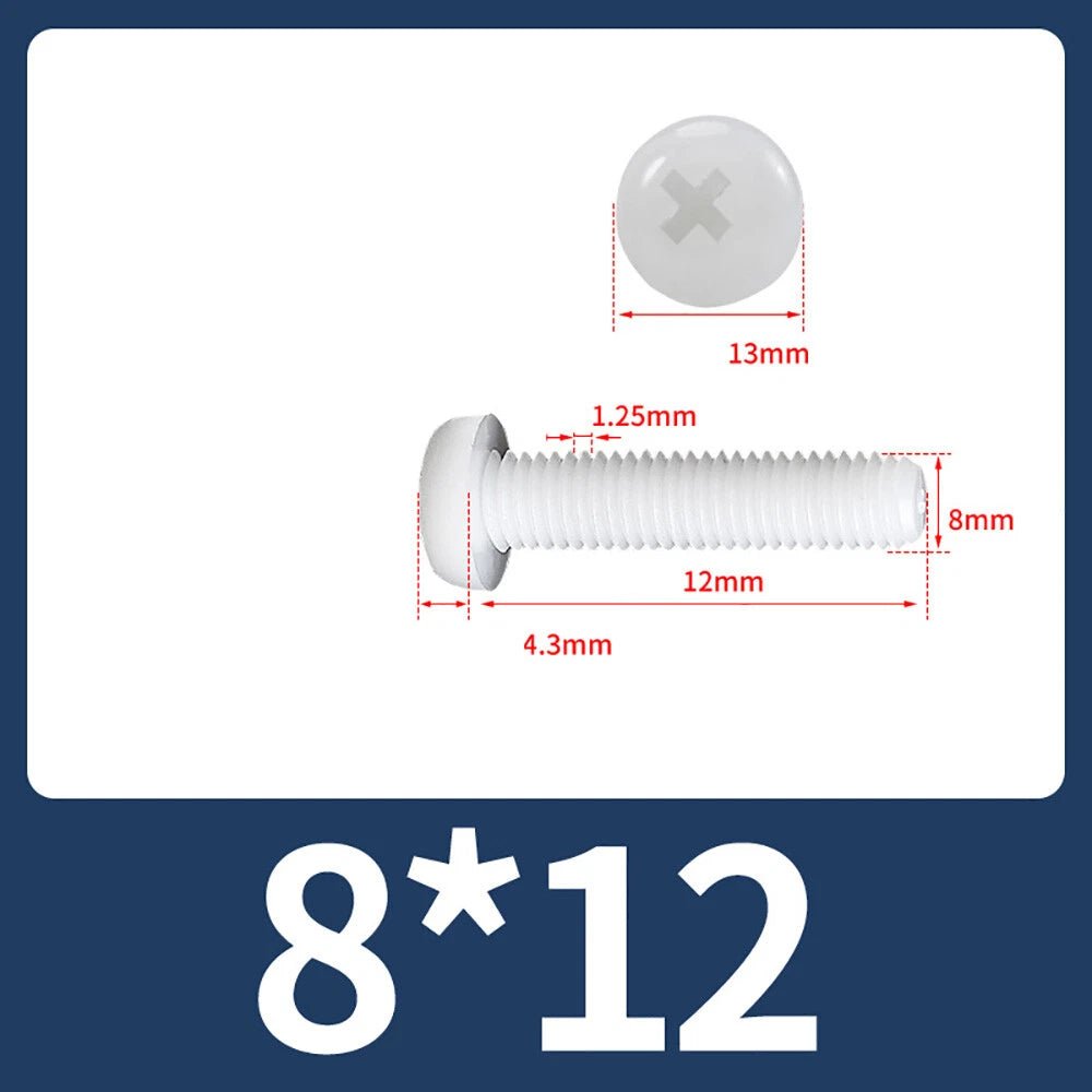 M5 M6 M8 Nylon Phillips Pan Head Machine Screws – Black & White - HomeDIYer
