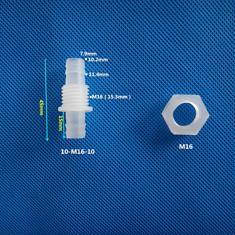 Bulkhead Straight Plastic Hose Connector with Nut — Barbed Thread Pipe Fitting