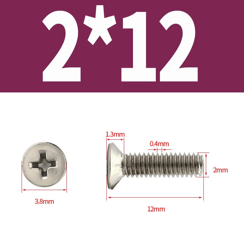 Phillips Machine Screws Countersunk Nickel Plated Steel DIN 965 Flat Head M1~M6