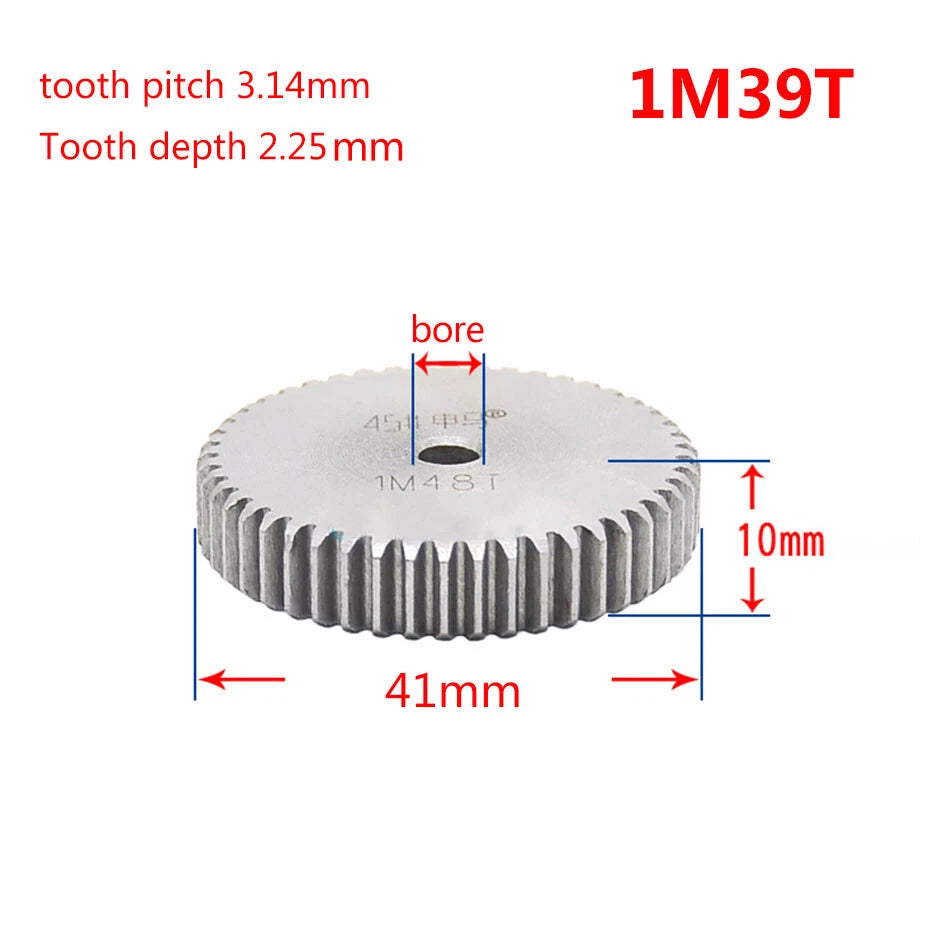 1 Mod Spur Gear 10T - 150T Tooth pitch 3.14mm 45# Steel Metal Gear for Motor