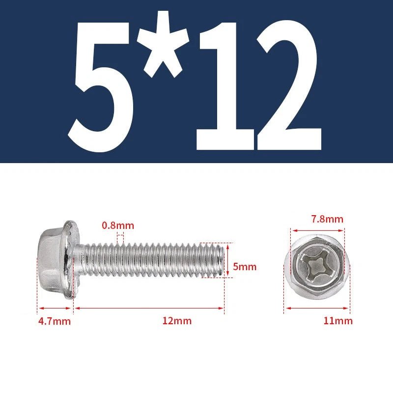 Phillips Hex Flange Screws 304 Stainless Steel M3–M8 | Dentate & Flat Flange - HomeDIYer