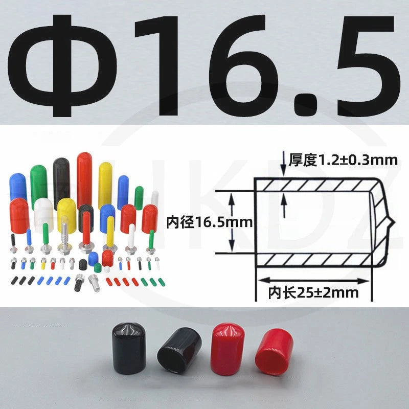 PVC End Caps for Screws, Bolts, Rods, Tubes & Cables – Thread Cover Protector, Rubber Plastic Caps (12-114mm, Multiple Colors)