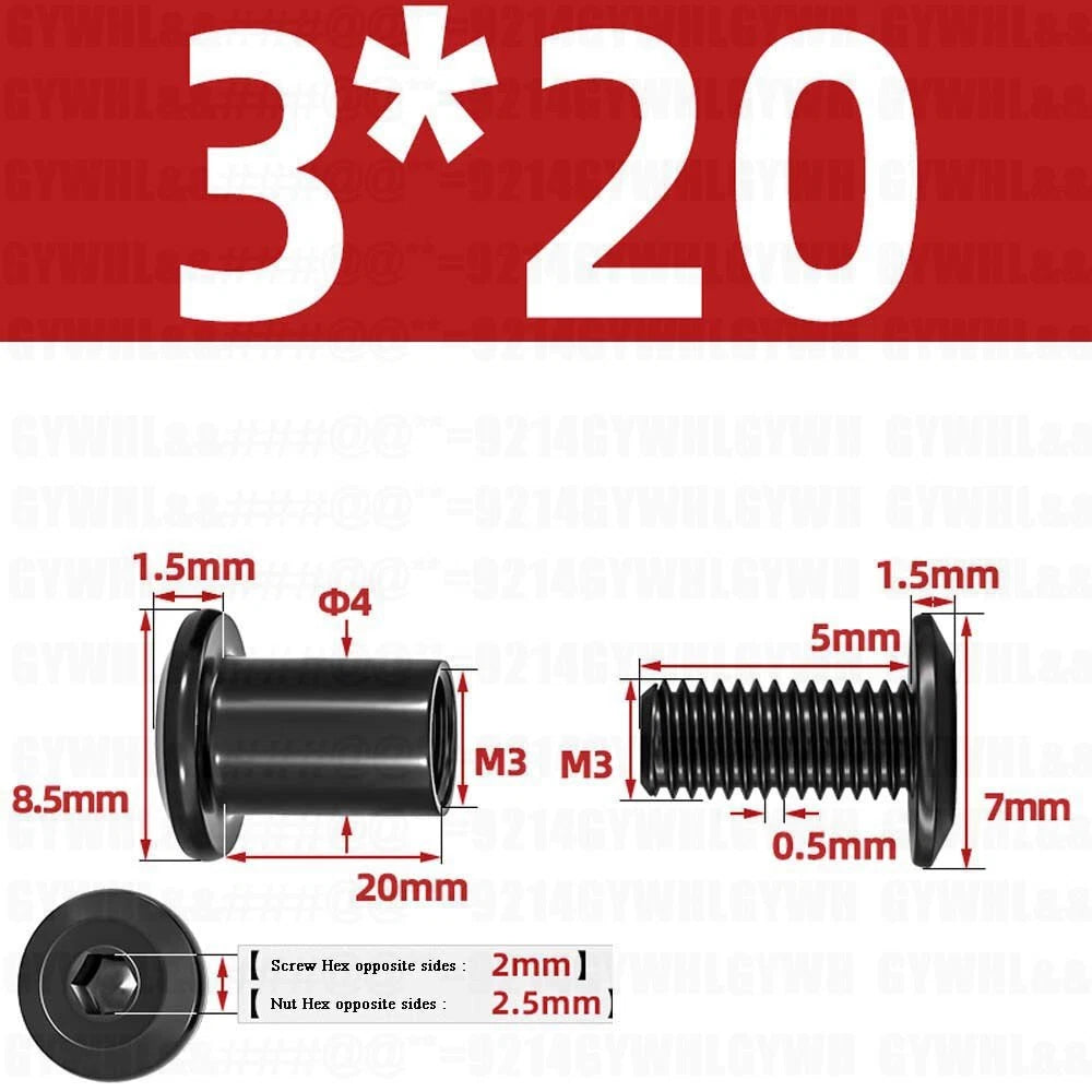 Metric Furniture Connector Bolts with End Cap Nuts — Stainless Steel M2 to M10