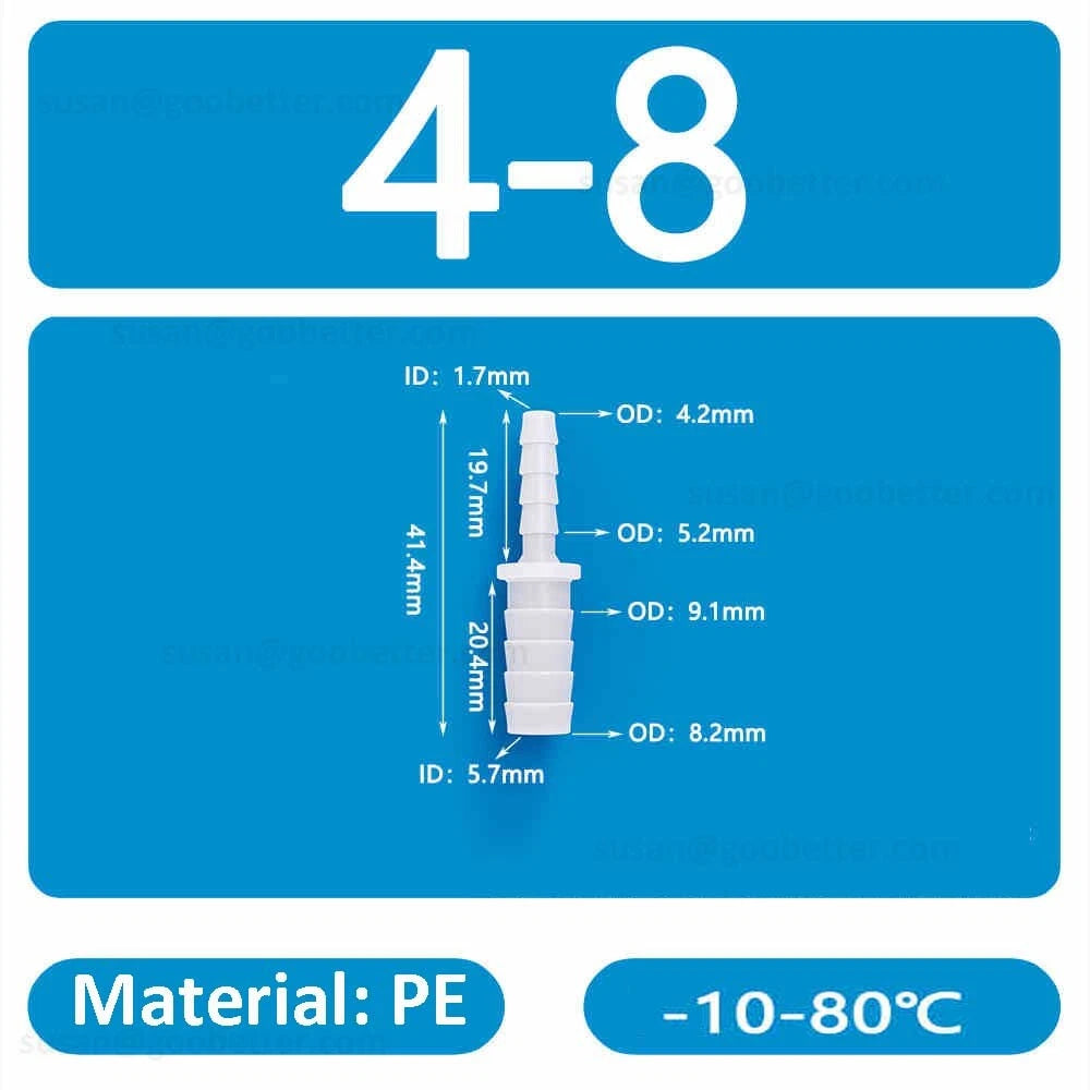 Straight Reducer Barbed Hose Connector — Plastic Joiner for Air & Water Tubing