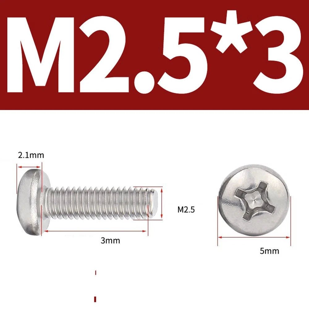 Phillips Pan Head Machine Screws — A4 Marine Grade Stainless Steel, DIN 7985 (M1.6–M10) - HomeDIYer