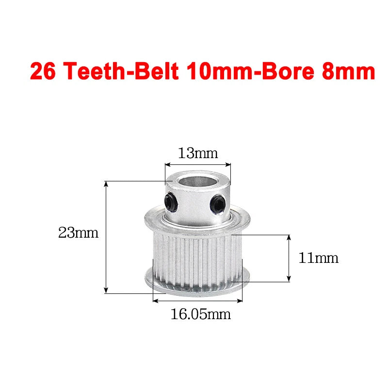 2GT Drive Pulley With Step 16 Tooth - 100 Tooth Bore 4mm - 25mm for 10mm Belt