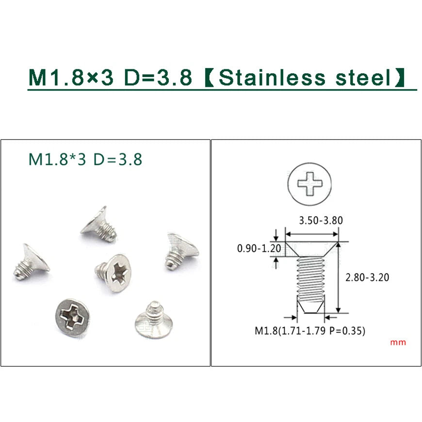 M1–M1.8 Phillips Countersunk Flat Head Machine Screws – Carbon Steel or 304 Stainless, Multiple Finishes