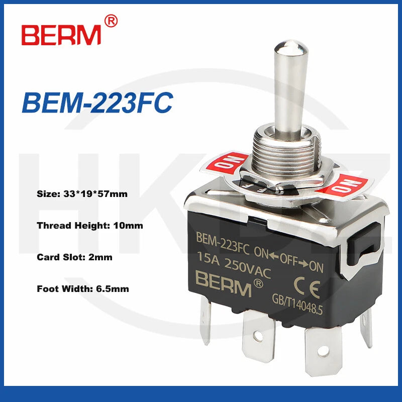 Metal Toggle Switch 250VAC 15A — SPST / SPDT / DPST / DPDT Panel Mount Flick Switch