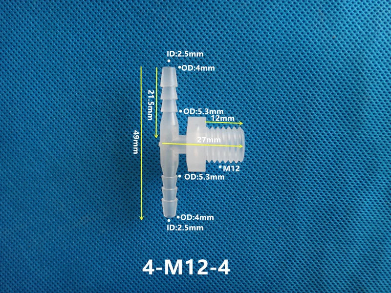 T-Type Plastic Pipe Fitting – Male Thread Barbed Tee Hose Connector (G & M Thread)