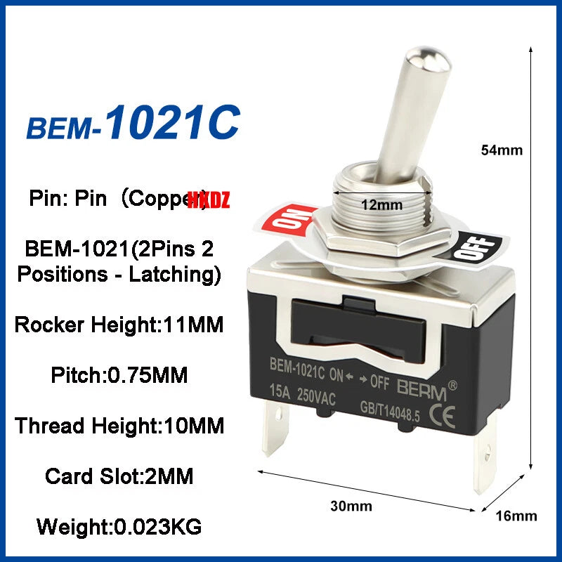 Heavy Duty Toggle Switch — 2/3 Position SPST DPDT, BEM & E-TEN Series, Pin or Screw Terminal