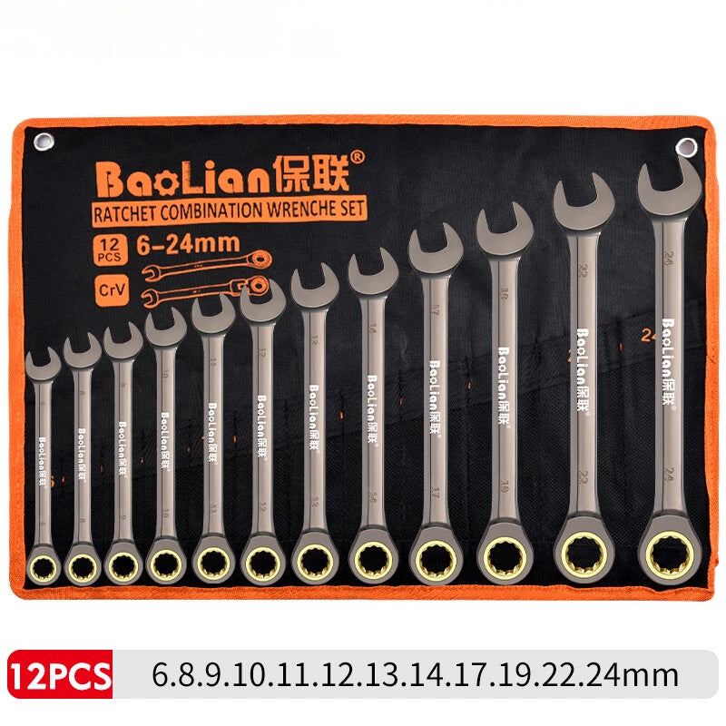 Ratchet Spanner Combination Fixed & Flexi 6 - 32mm Different Sizes Tool Wrench
