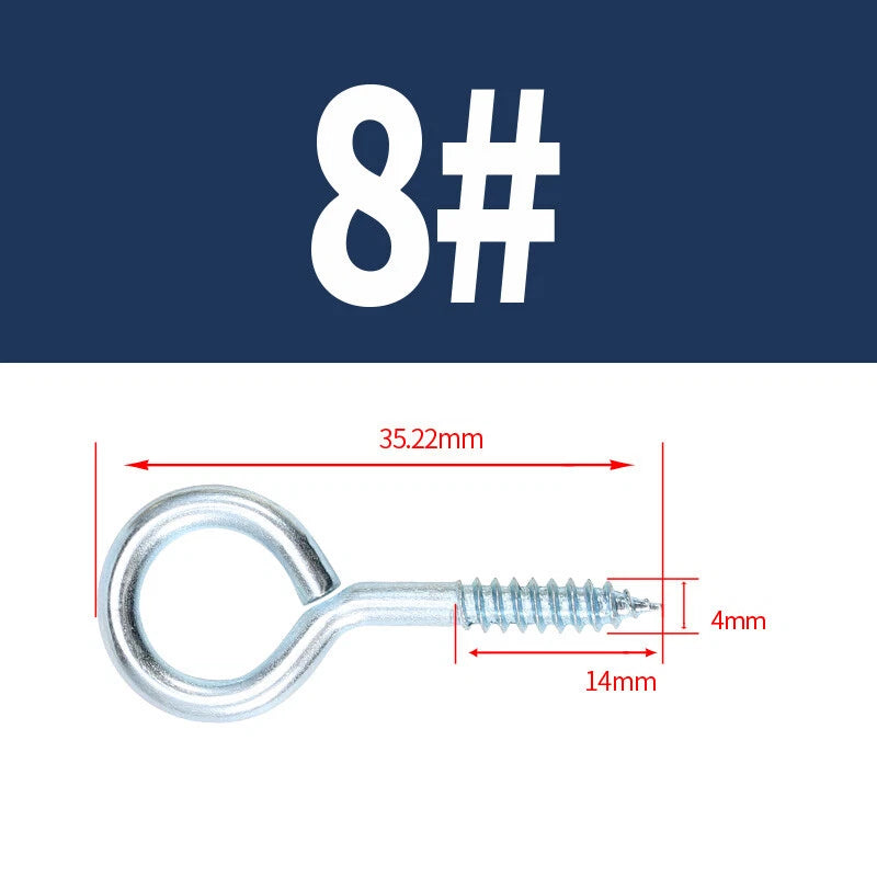 Zinc Screw Eyes & Hooks — Metric Wood Thread, 16–105mm, Hook & Eye with Optional Wall Plug