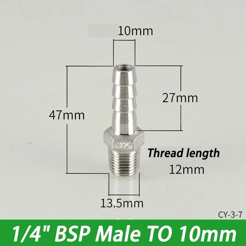 Stainless Steel Hosetails,Bsp Thread Hose Tail Barb Connector 1 8-1" Female Male