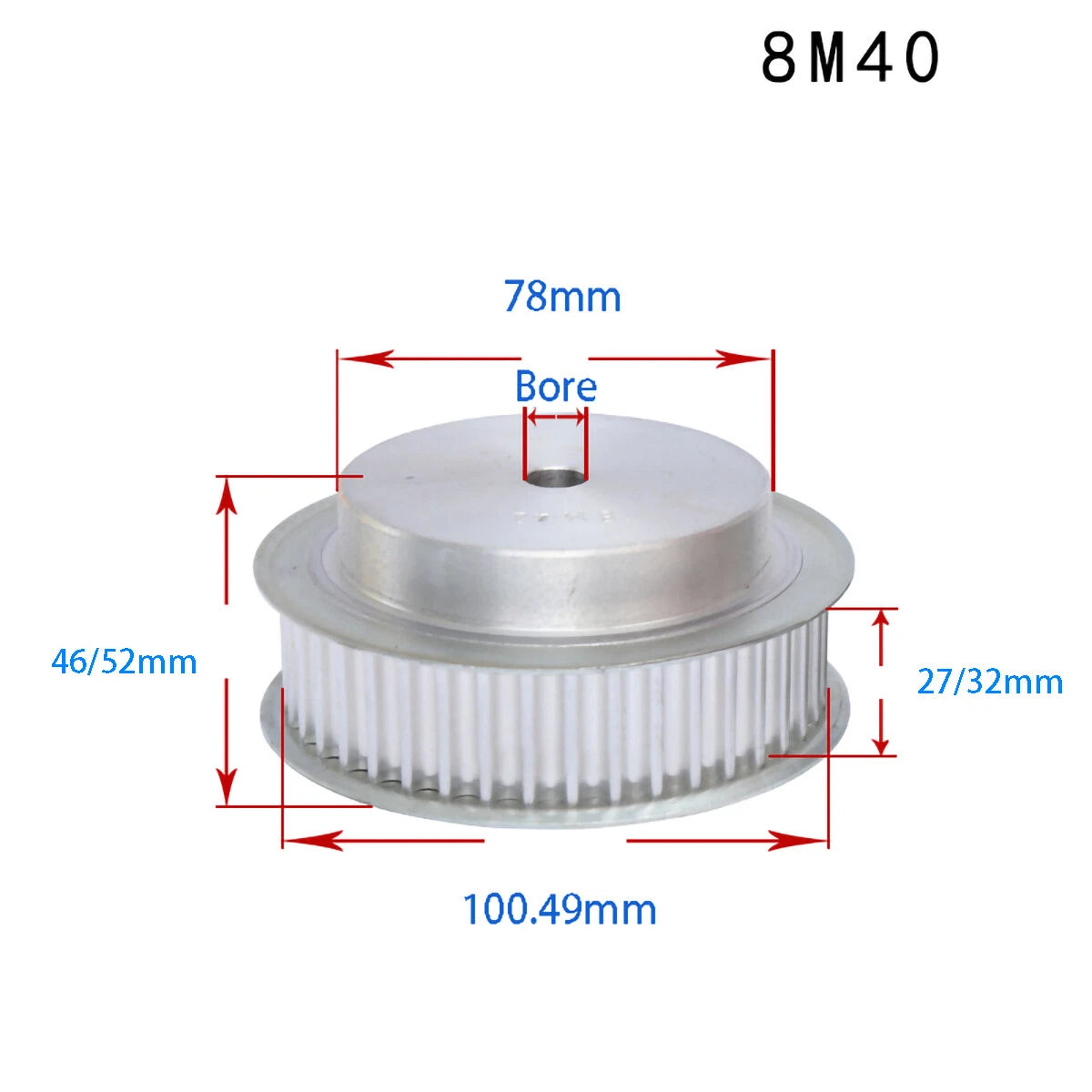 BF-type HTD8M 25mm-30mm Timing Belt Pulley 12 - 72 Tooth for CNC Step Motor