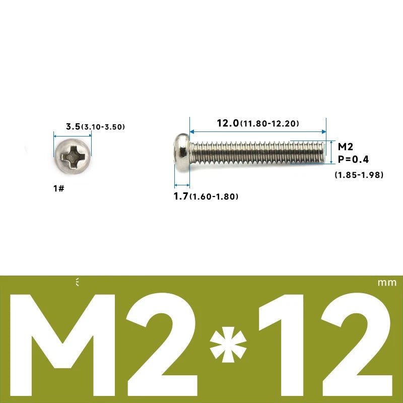 M1–M2.5 Pan Head Phillips Machine Screws – A2 Stainless Steel (304), Fully Threaded - HomeDIYer