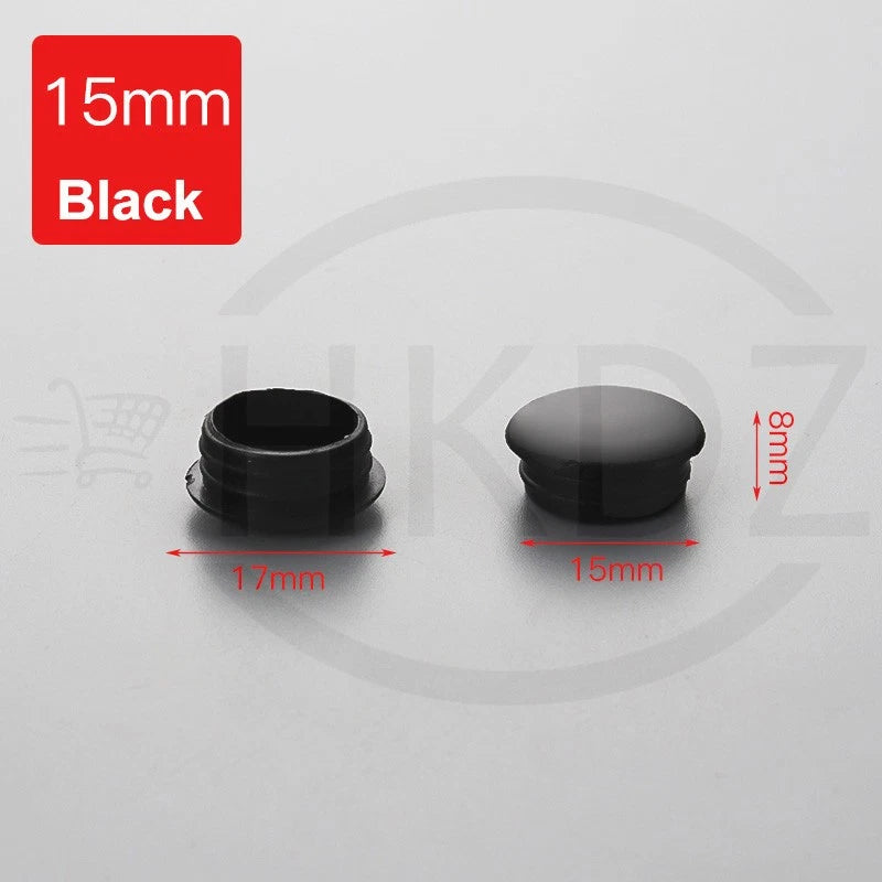 Plastic Screw Caps Covers – 5mm to 40mm Push-in Furniture Hole Plugs, Black, White and Brown