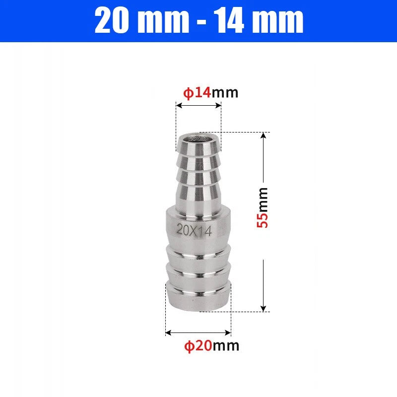 6mm~50mm Stainless Reducer Barbed Hose Joiner Connector Air Water Pipe Gas Tubi