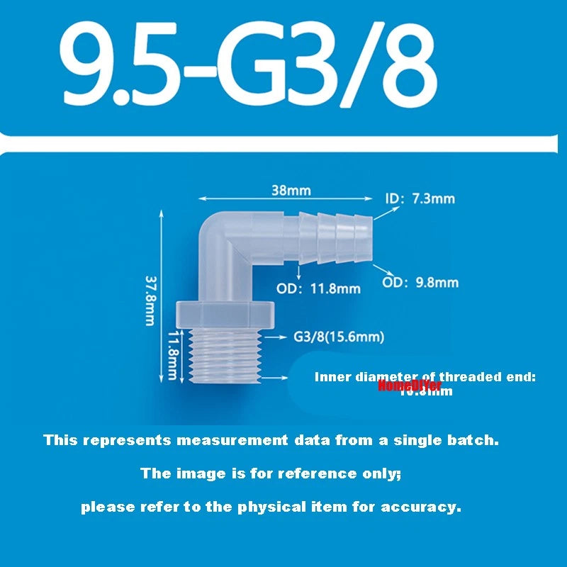 Male Thread Barbed 90° Elbow Hose Connector — Plastic Pipe Fitting with Washer