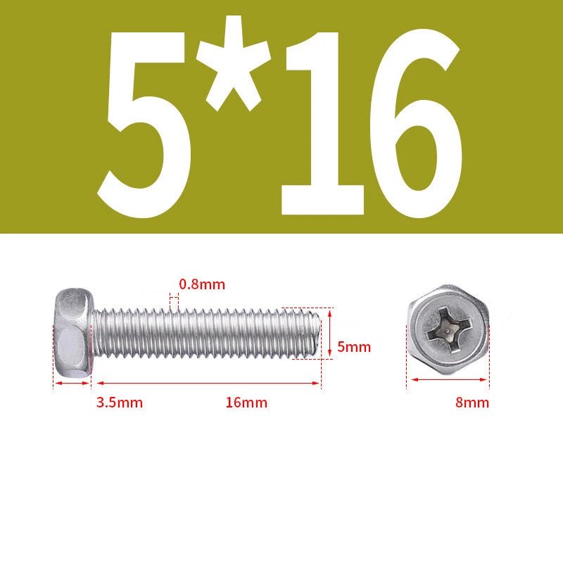 A2 Stainless Steel Hex Head Machine Screws – M3 M4 M5 M6 M8, Fully Threaded (304 Grade) - HomeDIYer