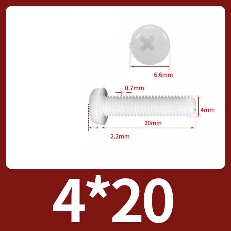 White Nylon Phillips Pan Head Machine Screws – M2 to M8, Non‑Conductive & Corrosion‑Free (PA66)