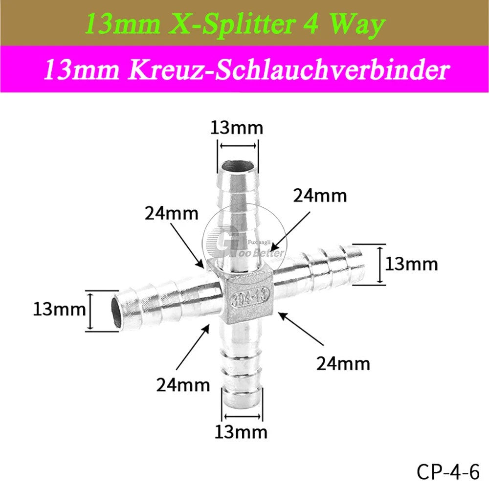 A2 Stainless Steel 8-41mm Barbed Hose Connector,Hosetail Pipe Air Water Oil Fuel