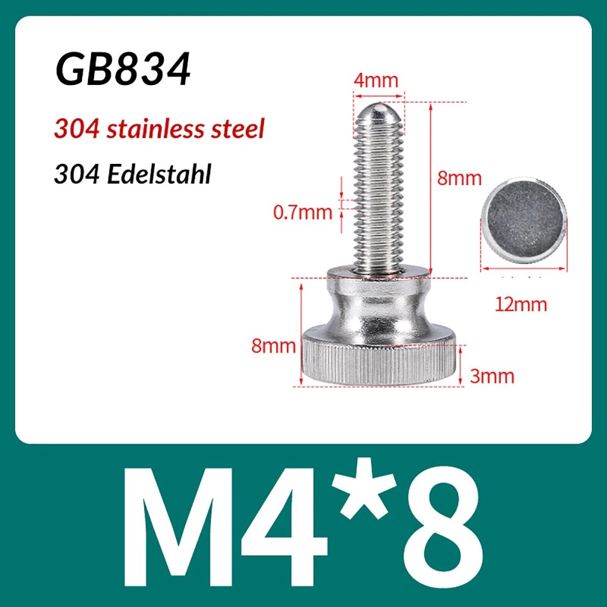 A2 Stainless Steel Knurled Thumb Screws – M2 to M10, Hand Turn Knob Bolts, 4 - 60mm Lengths - HomeDIYer