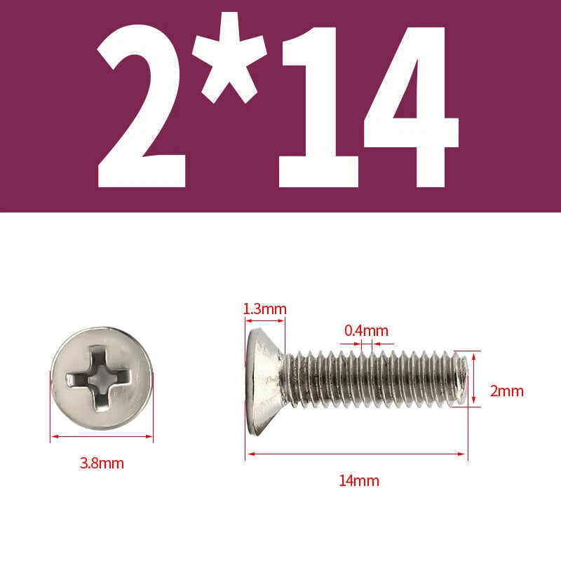 Phillips Machine Screws Countersunk Nickel Plated Steel DIN 965 Flat Head M1~M6