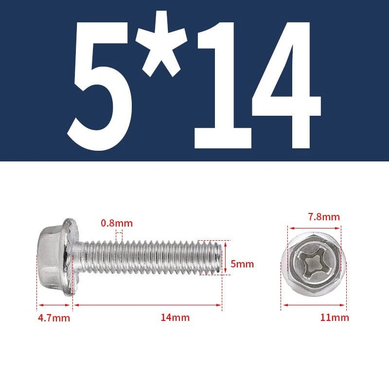 Phillips Hex Flange Screws 304 Stainless Steel M3–M8 | Dentate & Flat Flange - HomeDIYer