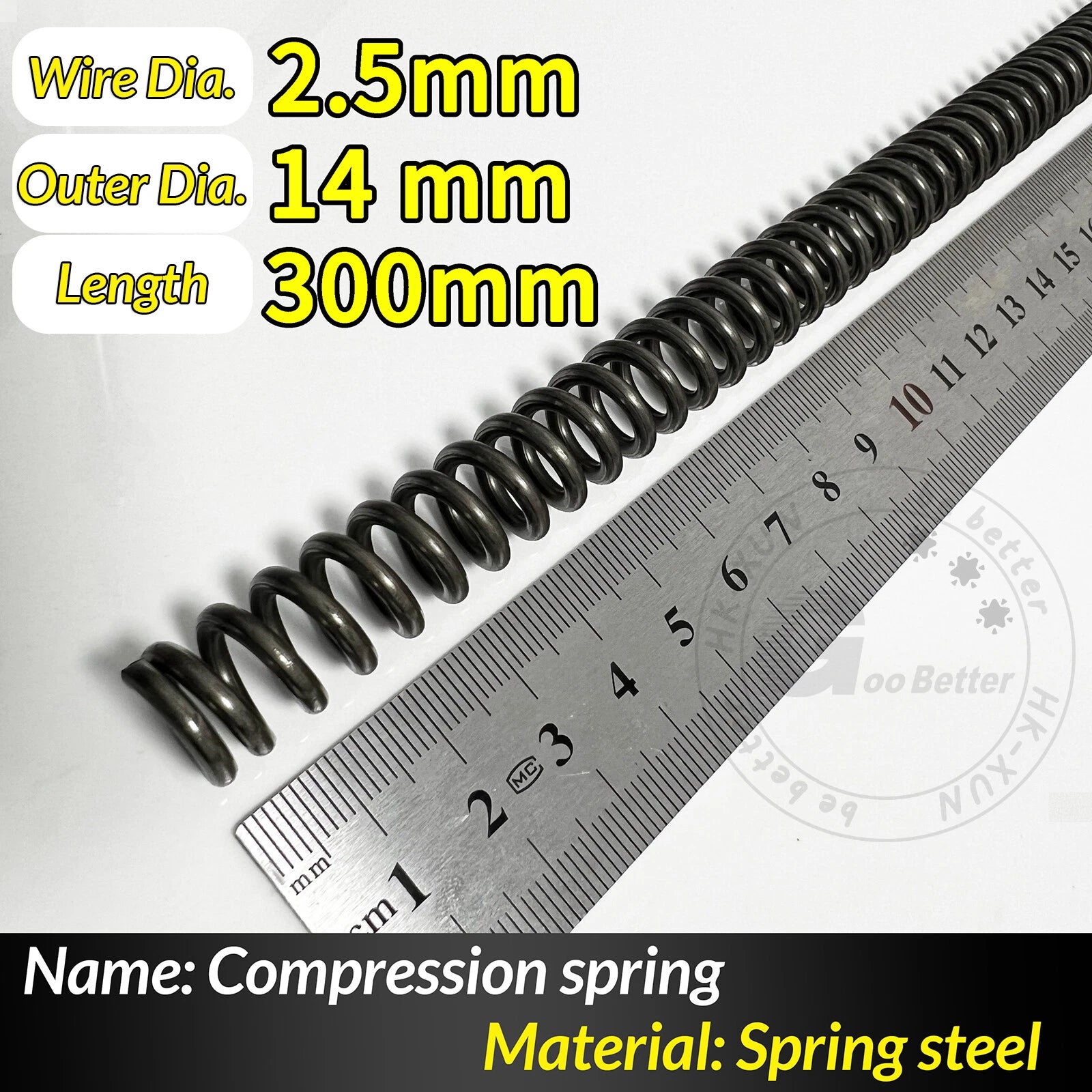 Compression Spring Pressure Springs, Wire Dia 2-3.5mm, OD 10-60mm, Length 300mm