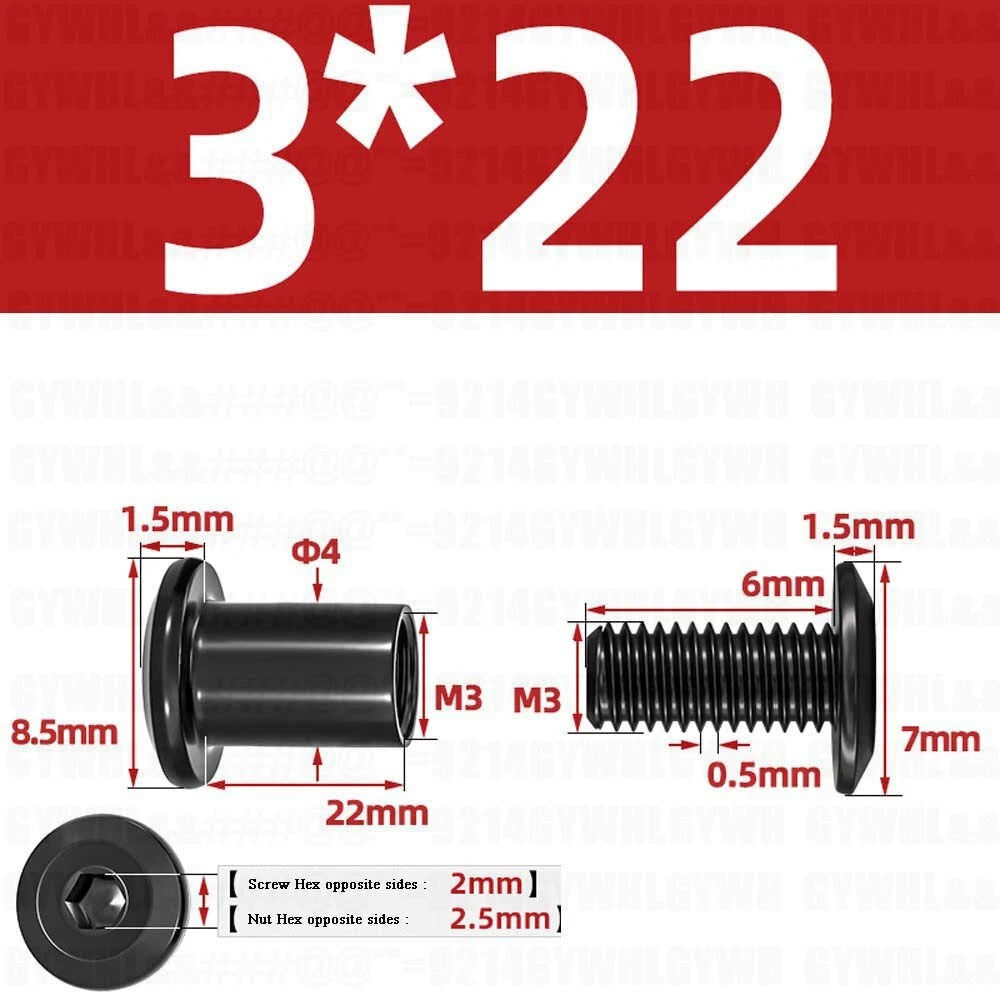 Metric Furniture Connector Bolts with End Cap Nuts — Stainless Steel M2 to M10