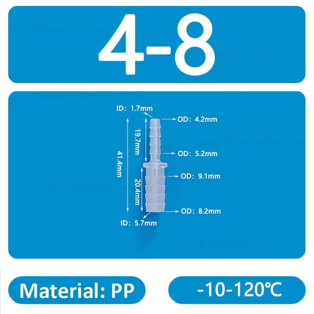 Straight Reducer Barbed Hose Connector — Plastic Joiner for Air & Water Tubing