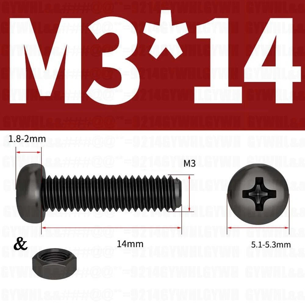Black Pan Head Phillips Machine Screws + Hex Nuts Set – A2 Stainless Steel, M2 to M10