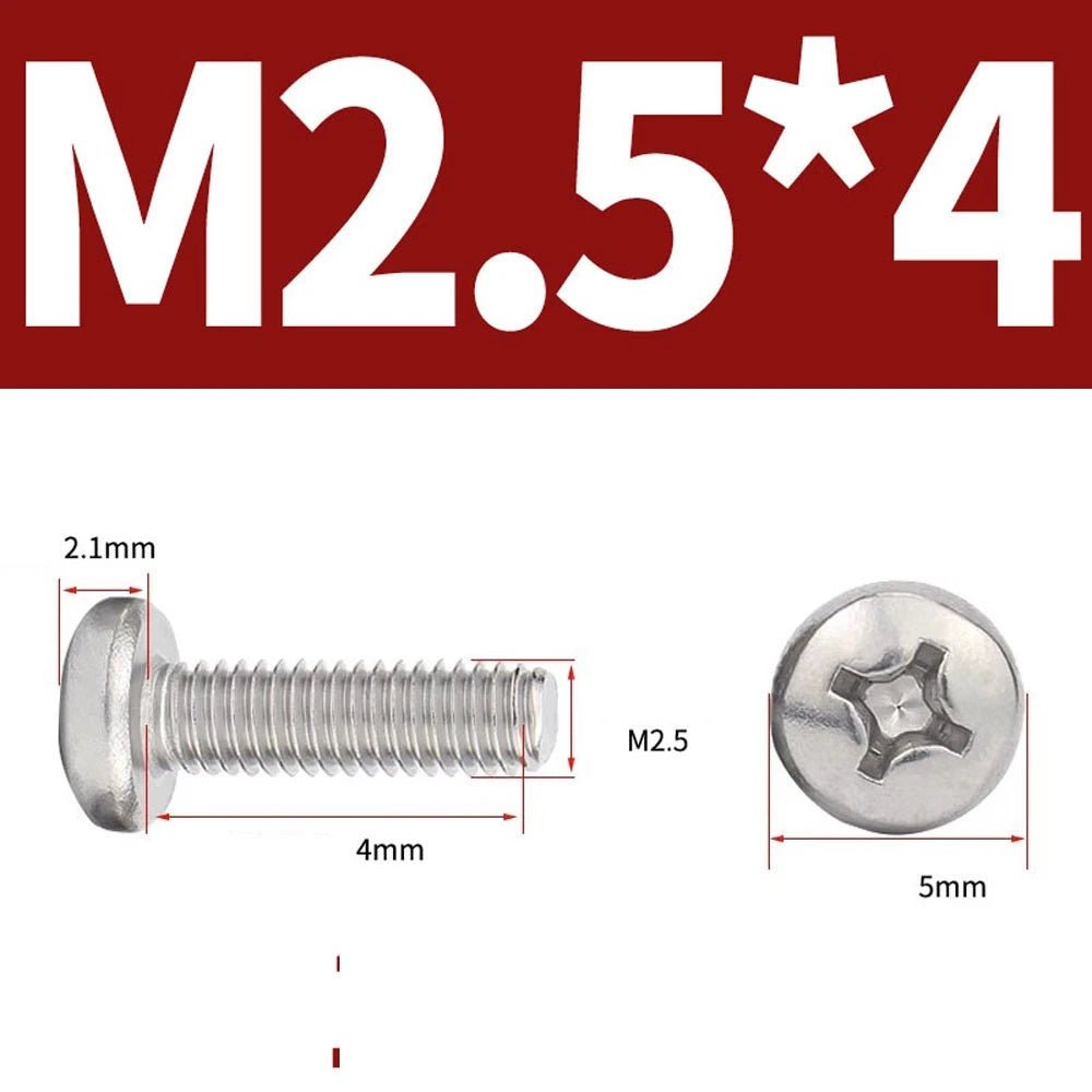 Phillips Pan Head Machine Screws — A4 Marine Grade Stainless Steel, DIN 7985 (M1.6–M10) - HomeDIYer