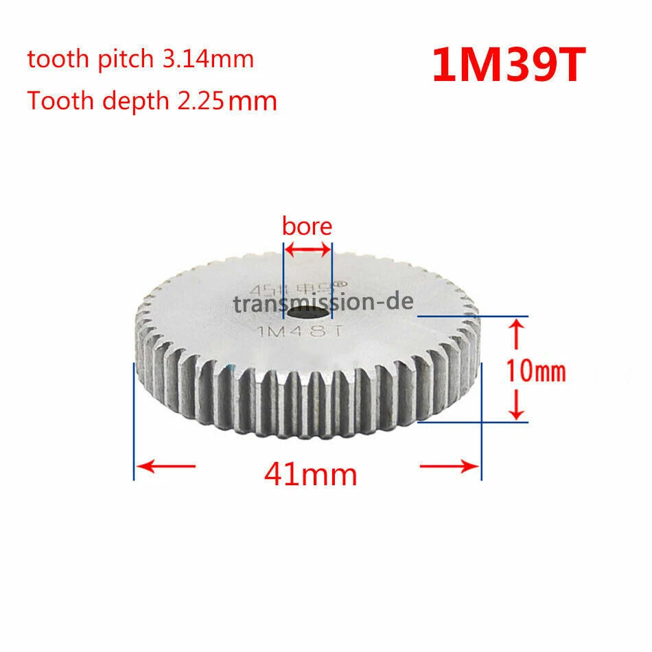 1/1.5 Mod 12T-150T Spur Gear 45# Steel Pinion Gear Thickness 1M-10mm 1.5M-15mm